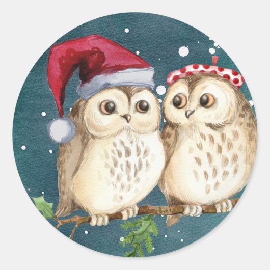 Niedlich Owl Weihnachtskleber Umschlag Aufkleber (Vorderseite)