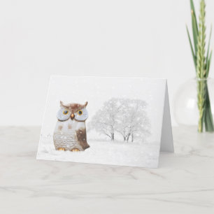 Niedlich Owl Wintry Snow Christmas Feiertagskarte