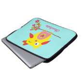 Niedlich Owl Yellow Pink Blume Personalisiert Name Laptopschutzhülle (Vorne Knopf)