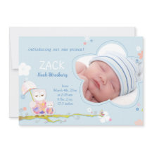 Niedlich Owls Blue Baby Boy Foto Birth