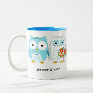 Niedlich Owls Bride und Groom Neuvermählten Mr. u Zweifarbige Tasse