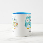 Niedlich Owls Bride und Groom Neuvermählten Mr. un Zweifarbige Tasse (Mittel)