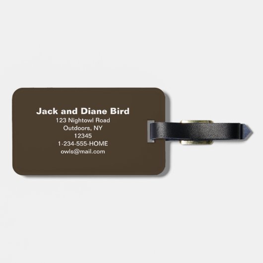 Niedlich Owls Bride und Groom Newlyweds Mr. und Mr Gepäckanhänger (Rückseite horizontal)