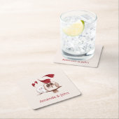 Niedlich Owls Couple Names Personalisiert Paper Un Rechteckiger Pappuntersetzer (Vor Ort)