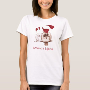 Niedlich Owls Couple Names Personalisierter T - Sh T-Shirt