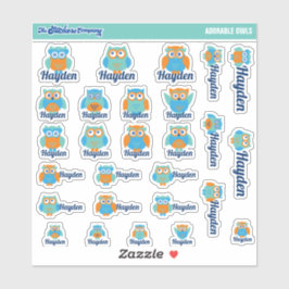 Niedlich Owls Individuelle Name Labels | Schule