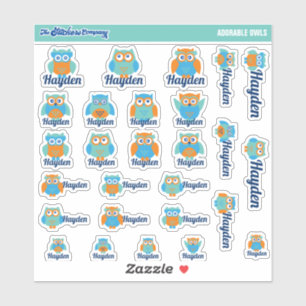 Niedlich Owls Individuelle Name Labels Schule
