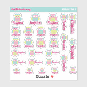 Niedlich Owls Individuelle Name Labels   Schule