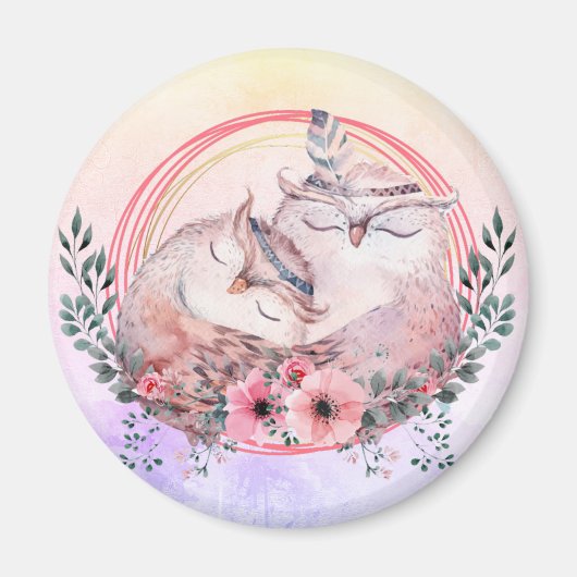 Niedlich Owls Magnet (Vorne)