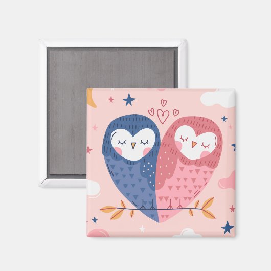 Niedlich Owls Magnet (Vorderseite/Rückseite)
