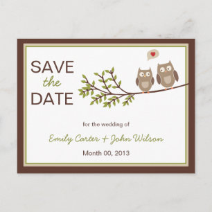 Niedlich Owls Save the Date Postkarte