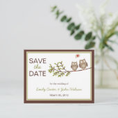 Niedlich Owls Save the Date Postkarte (Stehend Vorderseite)