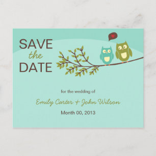 Niedlich Owls Save the Date Postkarte