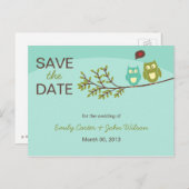 Niedlich Owls Save the Date Postkarte (Vorne/Hinten)