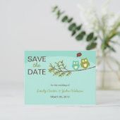 Niedlich Owls Save the Date Postkarte (Stehend Vorderseite)