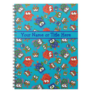 Niedlich Owls SpiralNotebook, rot, blau, grün Notizblock