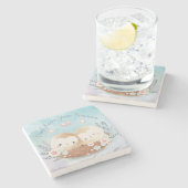 Niedlich Owls Stone Untersetzer (Seitenansicht)