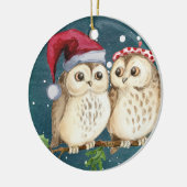 Niedlich Owls Weihnachten Keramik Ornament (Links)