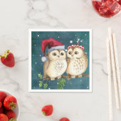 Niedlich Owls Weihnachten Serviette (Beispiel)