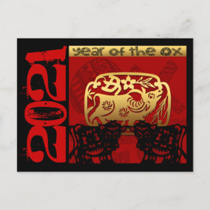 Niedlich Ox Chinese Year 2021 Zodiac Birthday HPos Feiertagspostkarte