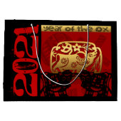 Niedlich Ox Chinese Year 2021 Zodiac Birthday LGB Große Geschenktüte (Rückseite)