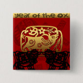 Niedlich Ox Chinese Year Zodiac Birthday Square B Button (Vorderseite)
