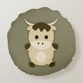 Niedlich Ox Rundes Kissen (Rückseite)