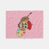 Niedlich Painter Owl Cartoon Fleecedecke (Vorderseite (Horizontal))