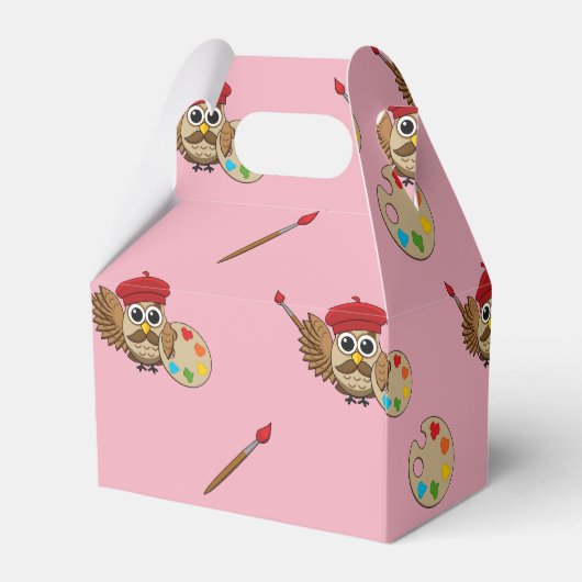 Niedlich Painter Owl Cartoon Geschenkschachtel (Rückseite)