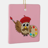 Niedlich Painter Owl Cartoon Keramikornament (Rechts)