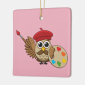 Niedlich Painter Owl Cartoon Keramikornament (Links)