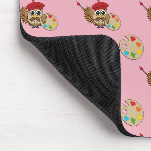 Niedlich Painter Owl Cartoon Mousepad (Ecke)