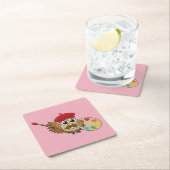 Niedlich Painter Owl Cartoon Rechteckiger Pappuntersetzer (Vor Ort)