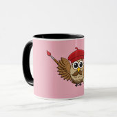 Niedlich Painter Owl Cartoon Tasse (Vorderseite Links)