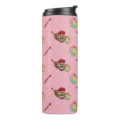 Niedlich Painter Owl Cartoon Thermosbecher (Nach links gedreht)