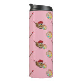 Niedlich Painter Owl Cartoon Thermosbecher (Nach rechts gedreht)