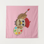 Niedlich Painter Owl Cartoon Wandteppich (Vorderseite (Horizontal))