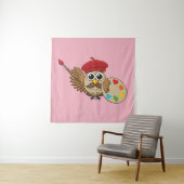 Niedlich Painter Owl Cartoon Wandteppich (Beispiel)