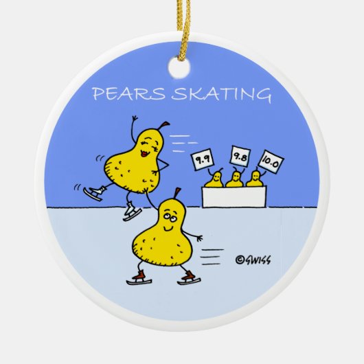 Niedlich Pairs Skaten Abbildung Skater Weihnachtsb Keramik Ornament (Vorne)