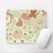 Niedlich Paisley Hearts & Blume Retro Floral Mousepad (Mit Mouse)