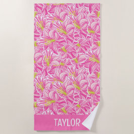 Niedlich Palm Beach Pink Hibiskus Blume Strandtuch