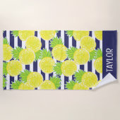Niedlich Palm Beach Rugby Stripes Lemons Strandtuch (Vorderseite)