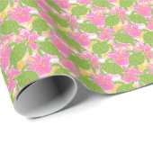 Niedlich Palm Beach Tropical Blume & Turtles Geschenkpapier (Rolleneckpunkt)