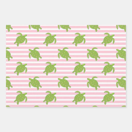 Niedlich Palm Beach Tropical Blume & Turtles Geschenkpapier Set (Vorderseite 2)