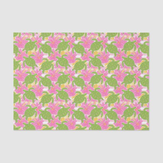 Niedlich Palm Beach Tropical Blume & Turtles Seidenpapier (Vorderseite)