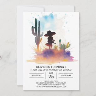 Niedlich Pampas Grass Cowboy Geburtstag Einladung