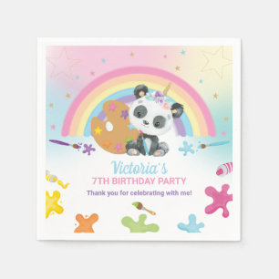 Niedlich Panda Art Craft Paint Party Rainbow Birth Serviette