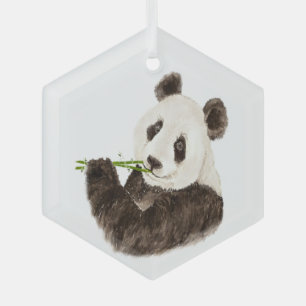 Niedlich Panda Asian Bären Animal Bamboo Ornament Aus Glas
