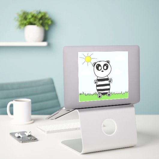 Niedlich Panda Aufkleber (Laptop auf Schreibtisch)