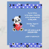 Niedlich Panda Baby Dusche Blue Einladung (Vorne/Hinten)